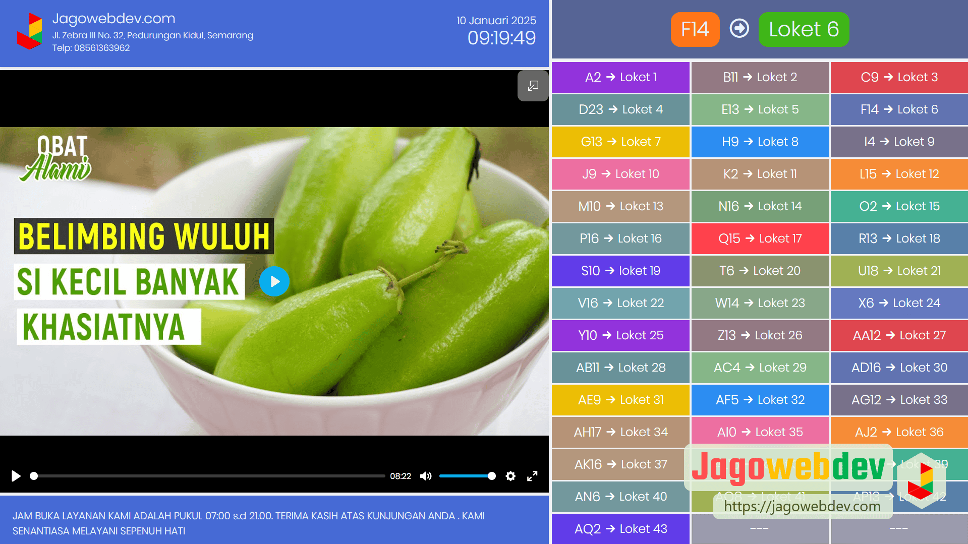 Layout Layar Monitor Antrian Lebih Dari 12 Loket